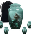 Mermaid Theme Large Urn With 4 Keepsake Urn