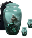 Mermaid Theme Large Urn With 2 Keepsake Urn