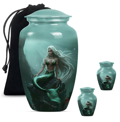 10-inch classic design mermaid urn with butterfly theme.