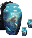 Mermaid Theme Large Urn With 2 Keepsake Urn