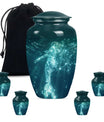 Mermaid Theme Large Urn With 4 Keepsake Urn