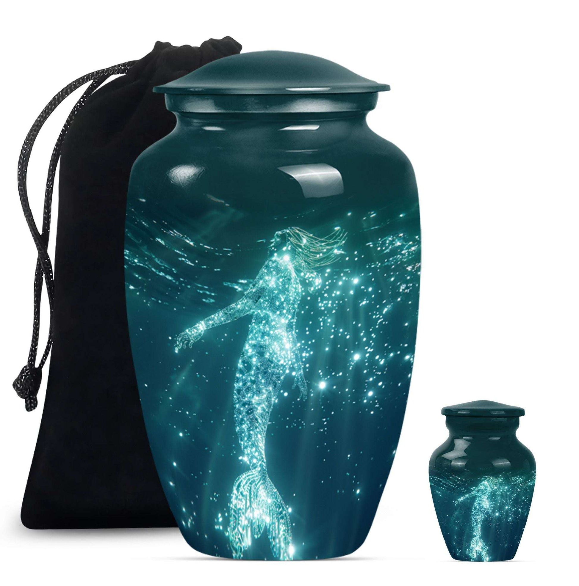 Mermaid Theme Large Urn With 1 Keepsake Urn