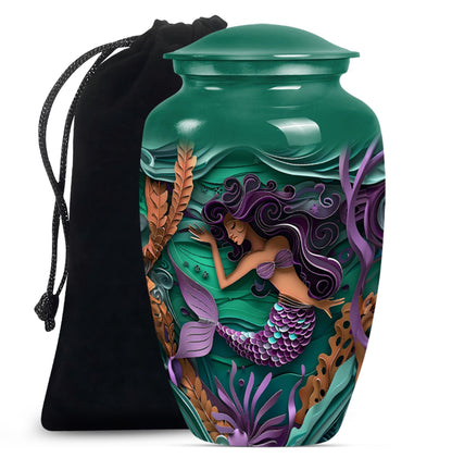mermaid themed memorial urn 