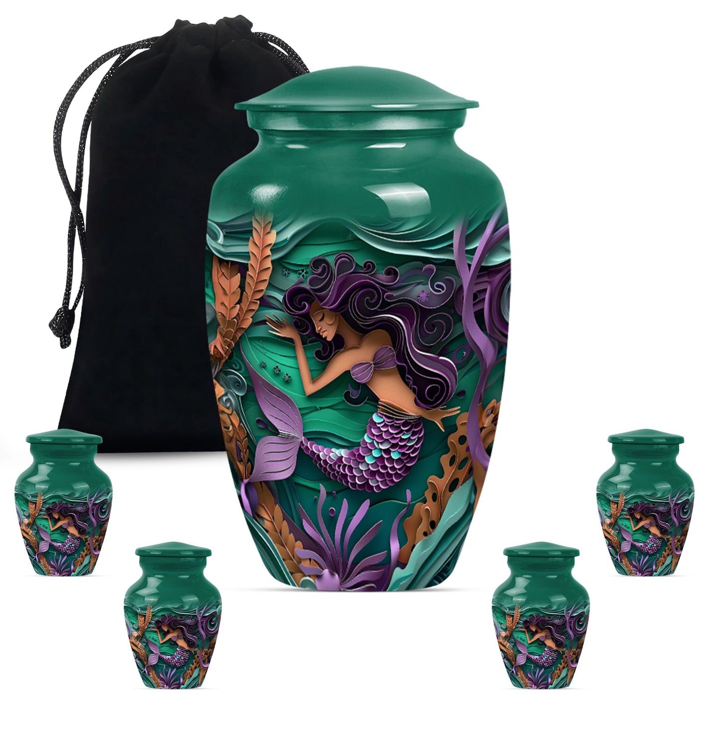 mermaid themed memorial urn 