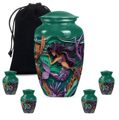 mermaid themed memorial urn 