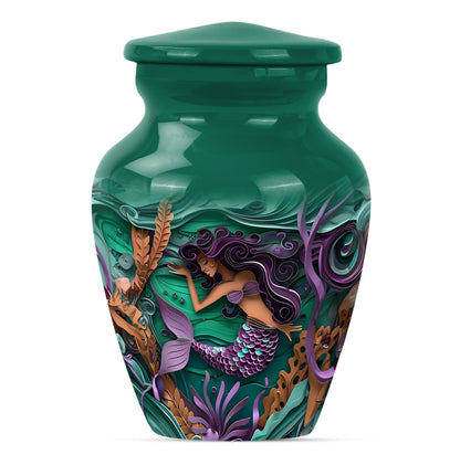 mermaid themed memorial urn 