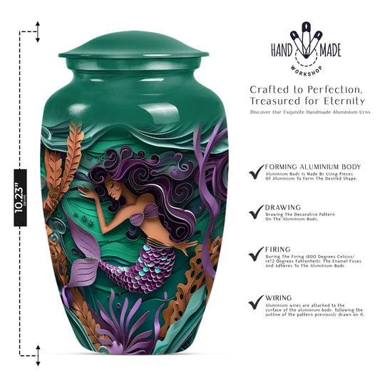 mermaid themed memorial urn 