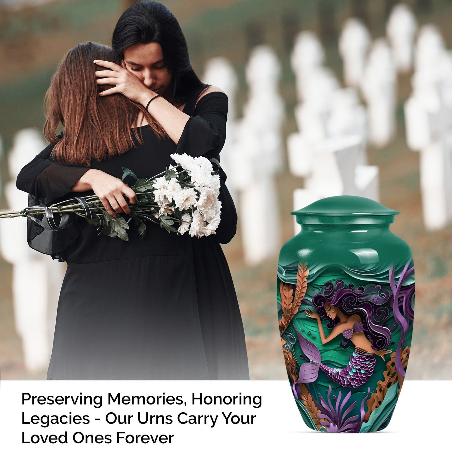 mermaid themed memorial urn 