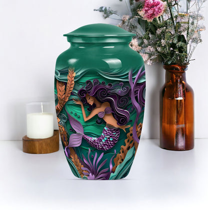 mermaid themed memorial urn 