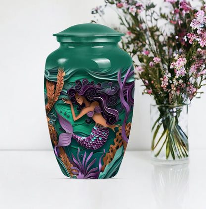 mermaid themed memorial urn 