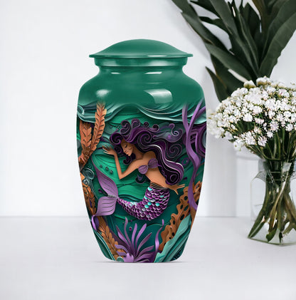 mermaid themed memorial urn 