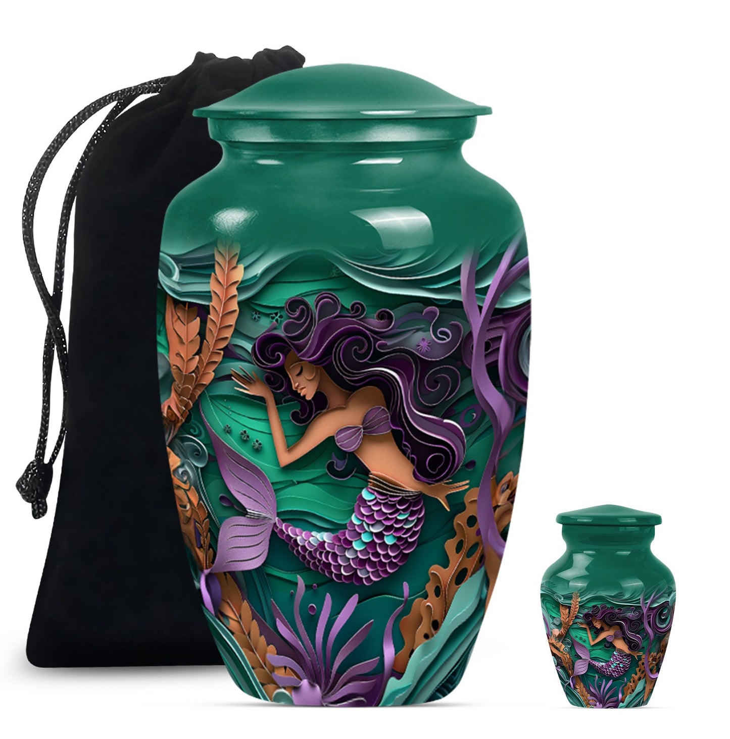 mermaid themed memorial urn 