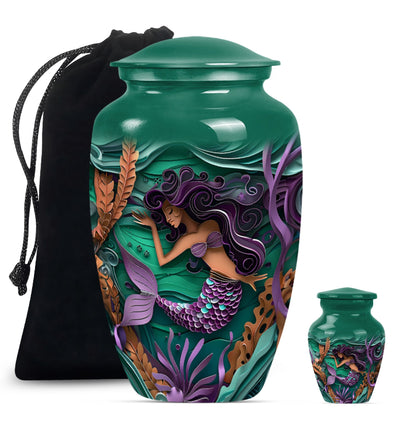 mermaid themed memorial urn 