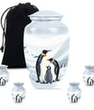 Penguin Theme Large Urn With 4 Keepsake Urn