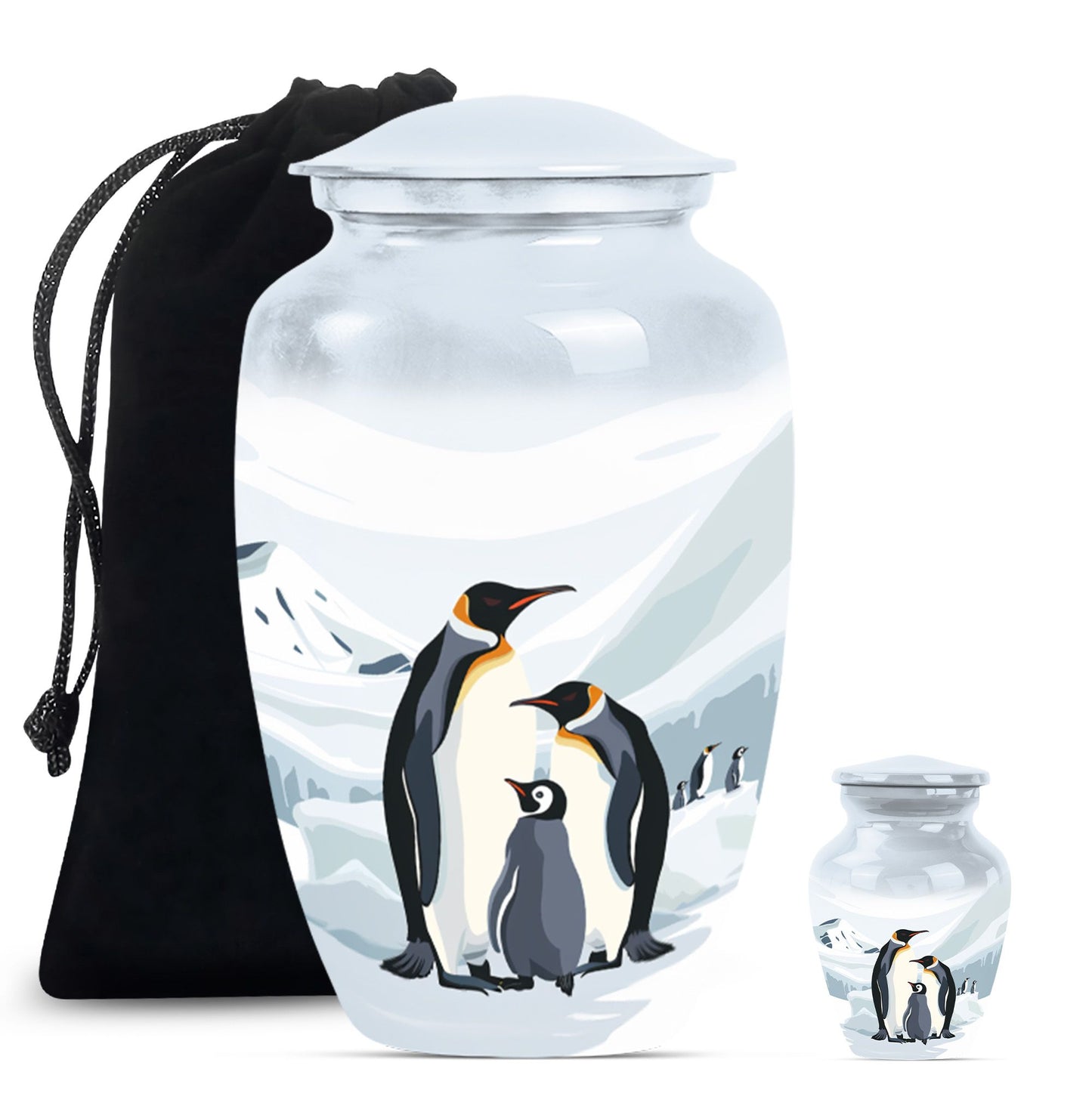 Penguin Theme Large Urn With 1 Keepsake Urn