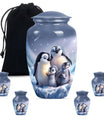 Penguin Theme Large Urn With 4 Keepsake Urn