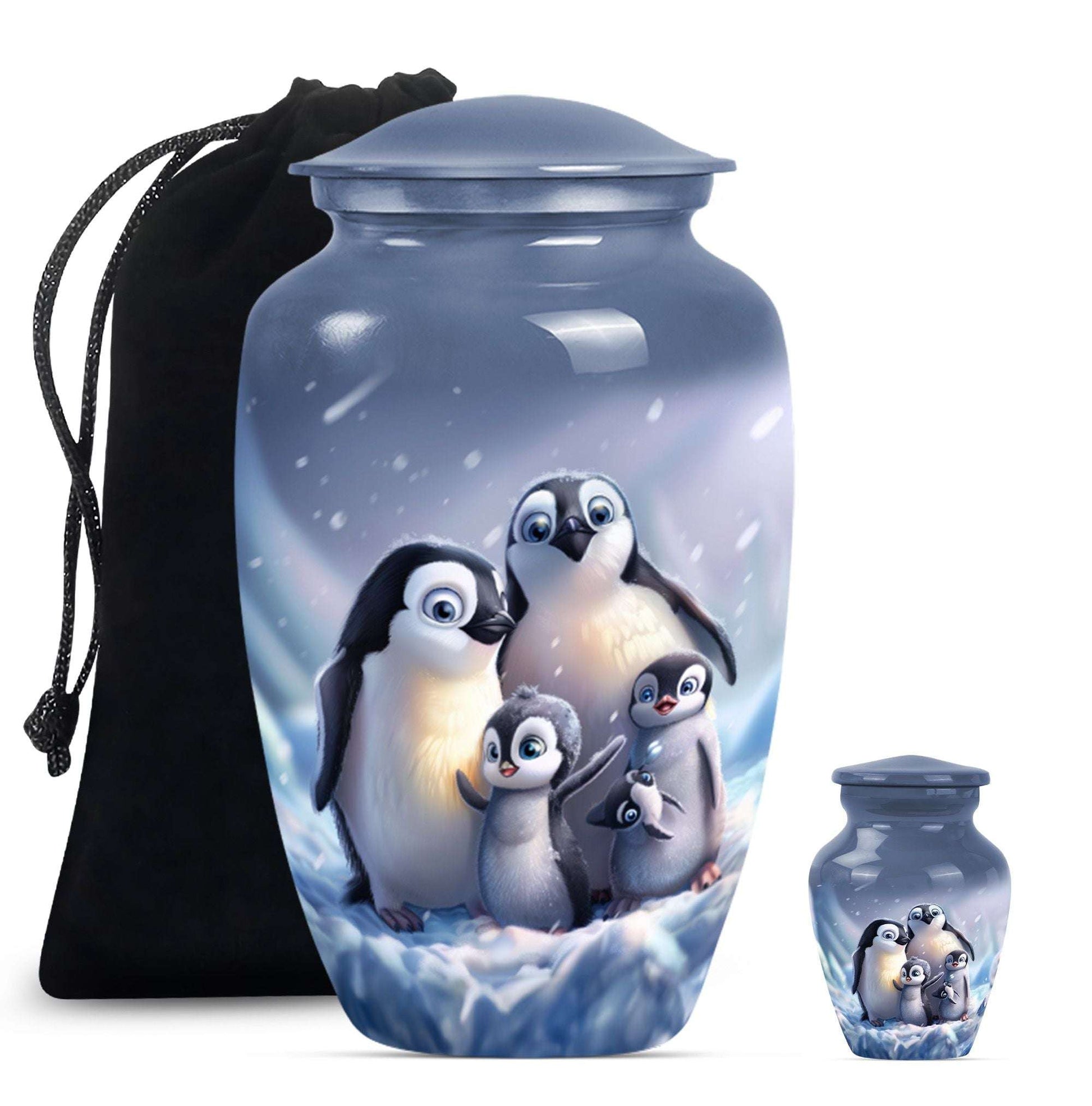 Penguin Theme Large Urn With 1 Keepsake Urn