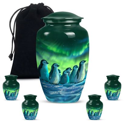 Penguin Theme Large Urn With 4 Keepsake Urn