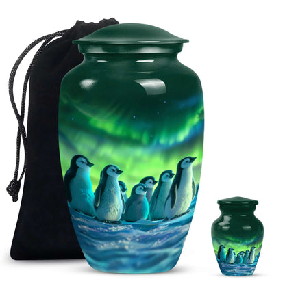 Penguin Theme Large Urn With 1 Keepsake Urn