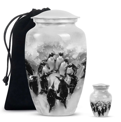 Penguin Theme Large Urn With 1 Keepsake Urn