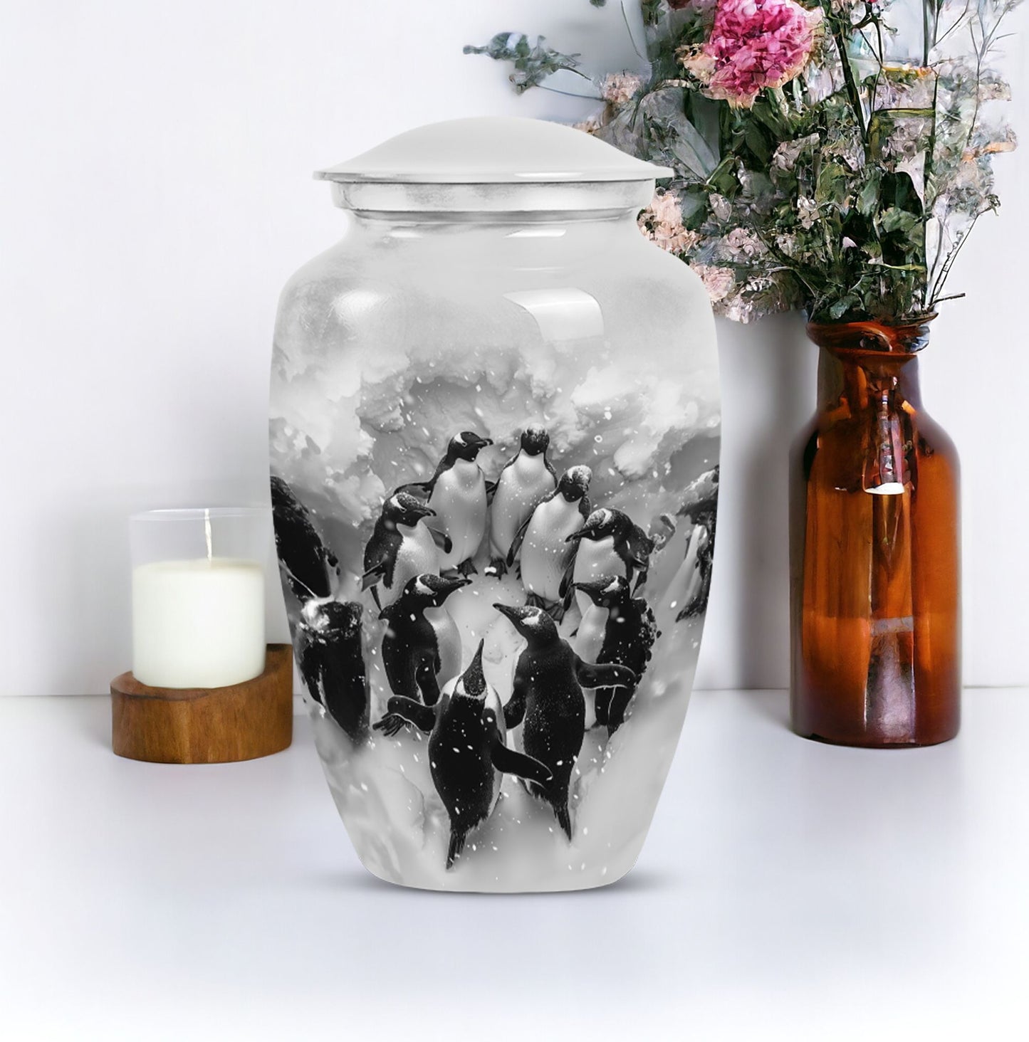 Classic Butterfly-themed Penguin Urn