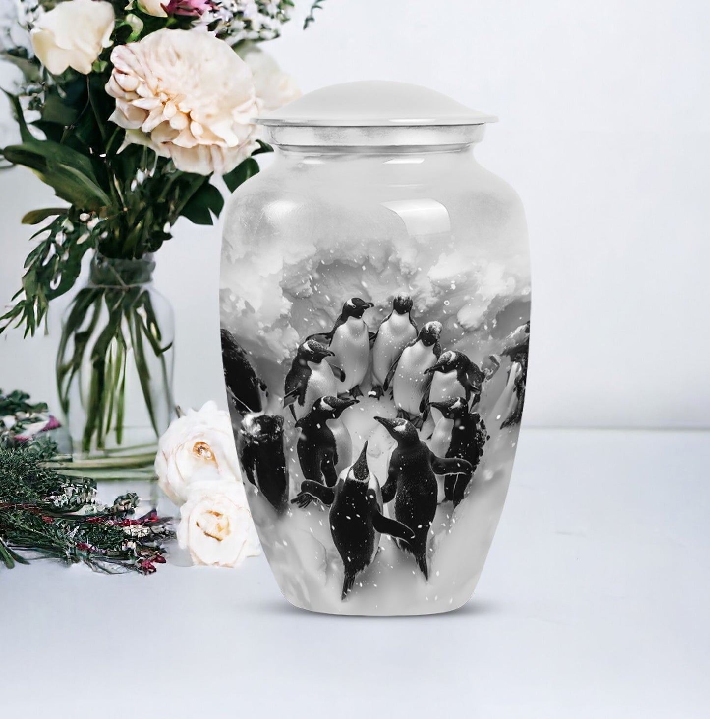 Classic Butterfly-themed Penguin Urn