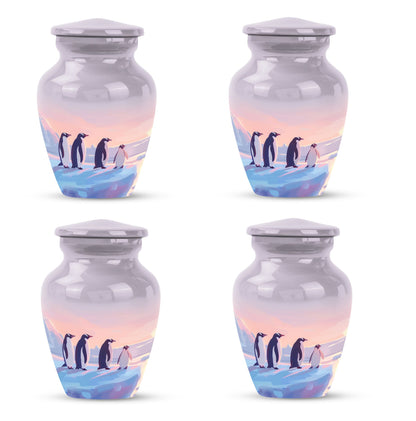 Penguin Cremation Urn with Butterfly Theme for Dad's Ashes