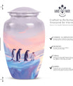 Penguin Cremation Urn with Butterfly Theme for Dad's Ashes