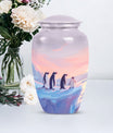 Penguin Cremation Urn with Butterfly Theme for Dad's Ashes