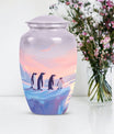 Penguin Cremation Urn with Butterfly Theme for Dad's Ashes
