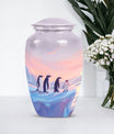 Penguin Cremation Urn with Butterfly Theme for Dad's Ashes