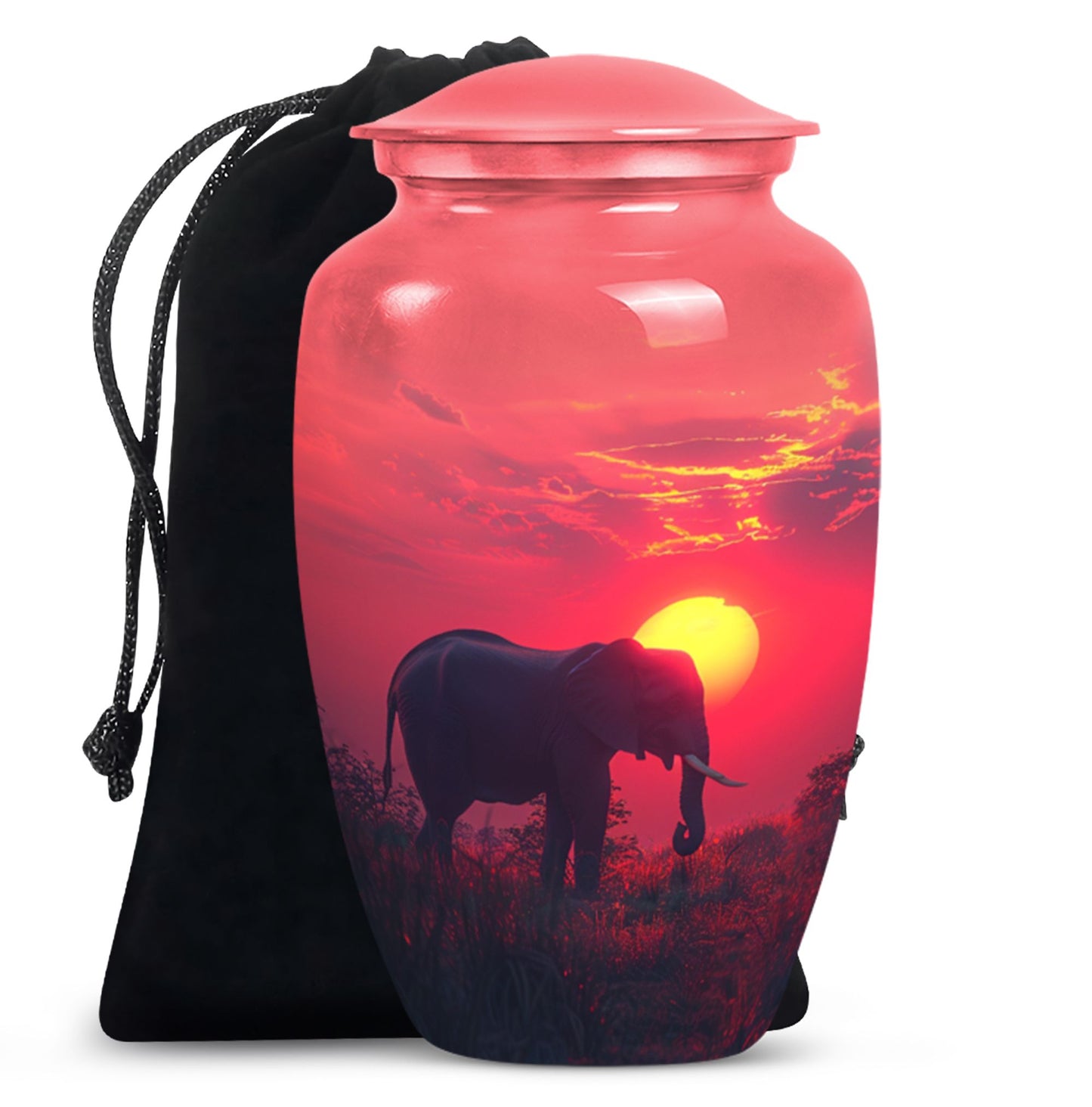  elephant urn with butterfly theme, 