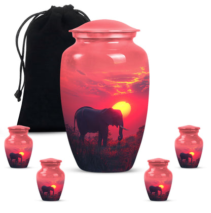  elephant urn with butterfly theme, 