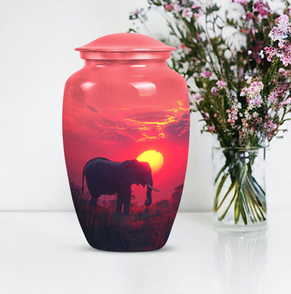  elephant urn with butterfly theme, 