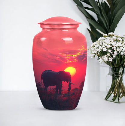  elephant urn with butterfly theme, 