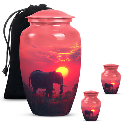  elephant urn with butterfly theme, 