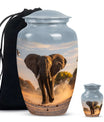 Elephant Theme Large Urn With 1 Keepsake Urn