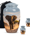 Elephant Theme Large Urn With 2 Keepsake Urn