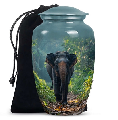 Elephant Theme Large Urn 10 Inch