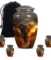 Elephant Theme Large Urn With 4 Keepsake Urn