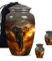 Elephant Theme Large Urn With 2 Keepsake Urn
