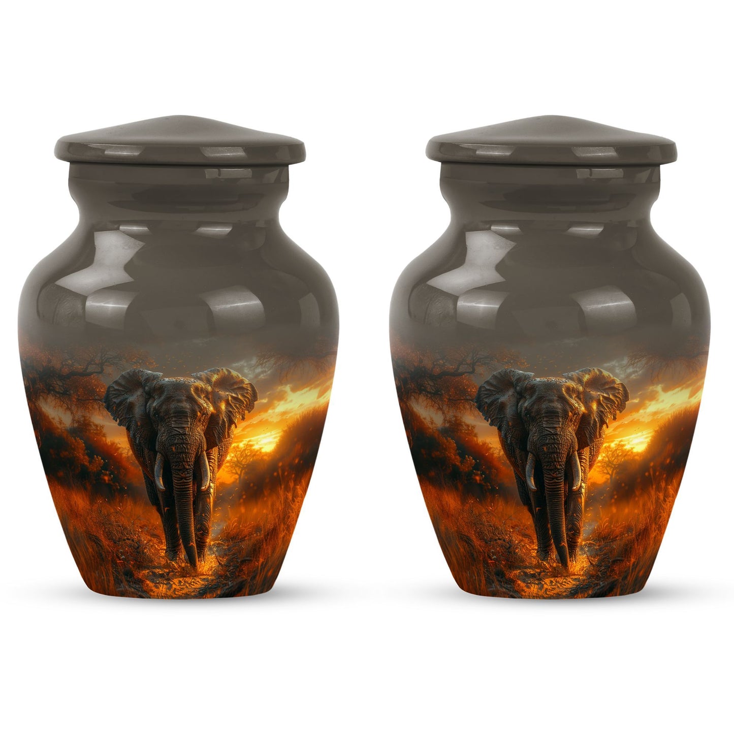 Classic 10 inch Elephant Urn, aluminium, butterfly theme