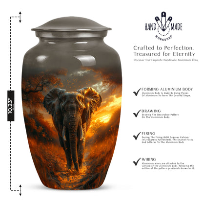 Classic 10 inch Elephant Urn, aluminium, butterfly theme