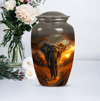 Classic 10 inch Elephant Urn, aluminium, butterfly theme