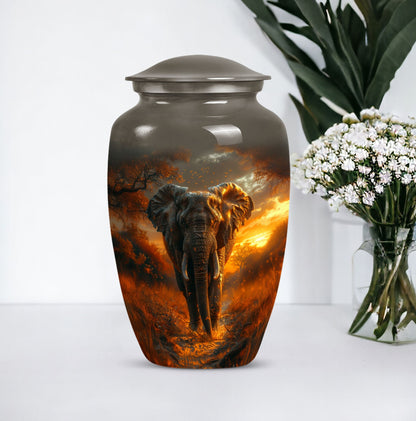 Classic 10 inch Elephant Urn, aluminium, butterfly theme