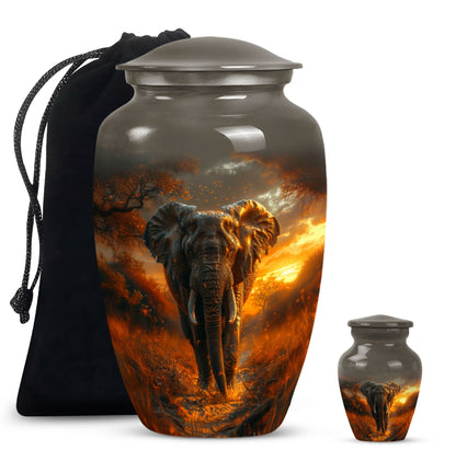 Classic 10 inch Elephant Urn, aluminium, butterfly theme