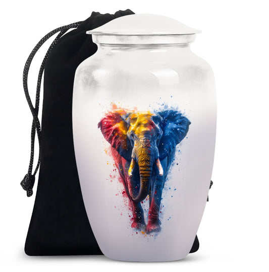 10 inch Classic Elephant Urn with Butterfly