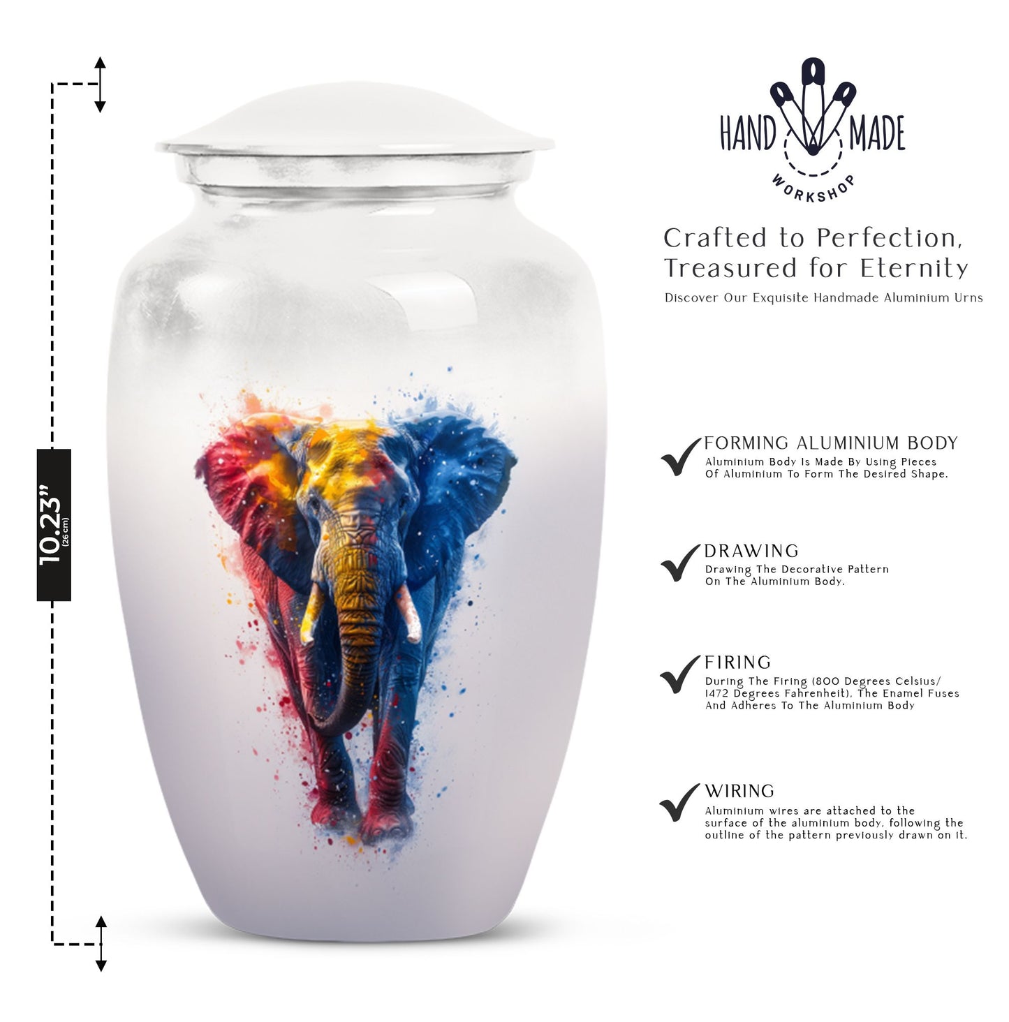 10 inch Classic Elephant Urn with Butterfly