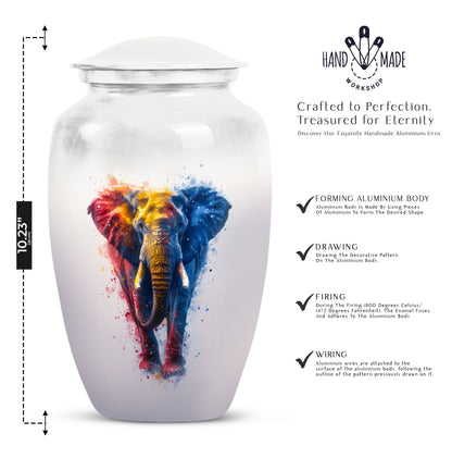 10 inch Classic Elephant Urn with Butterfly