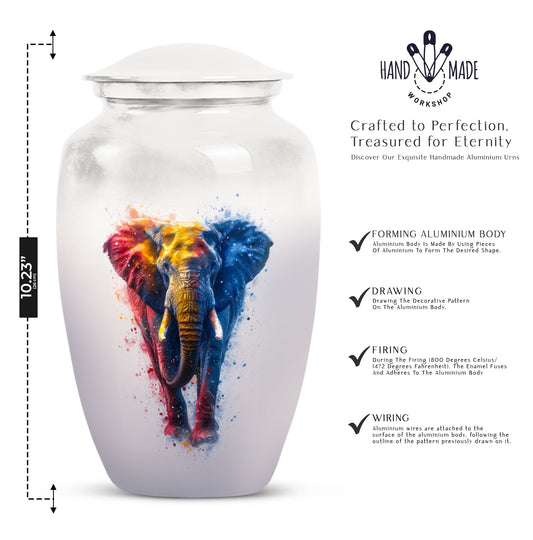 10 inch Classic Elephant Urn with Butterfly